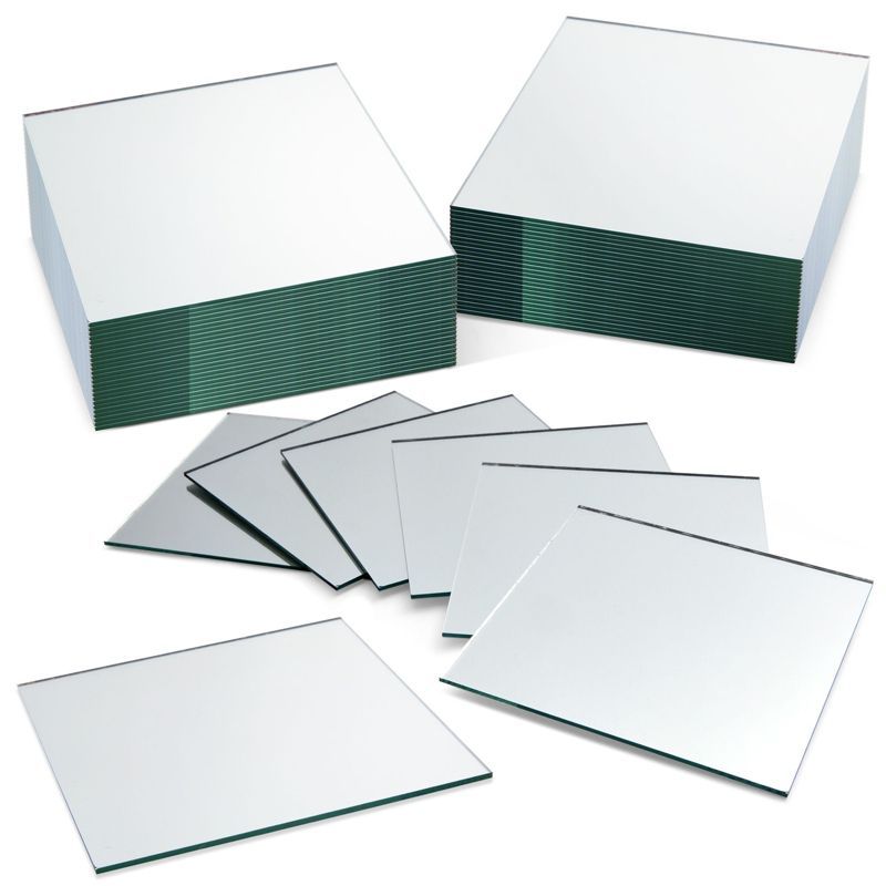 50 Pack 4 Inch Square Glass Mirror Tiles for DIY Projects