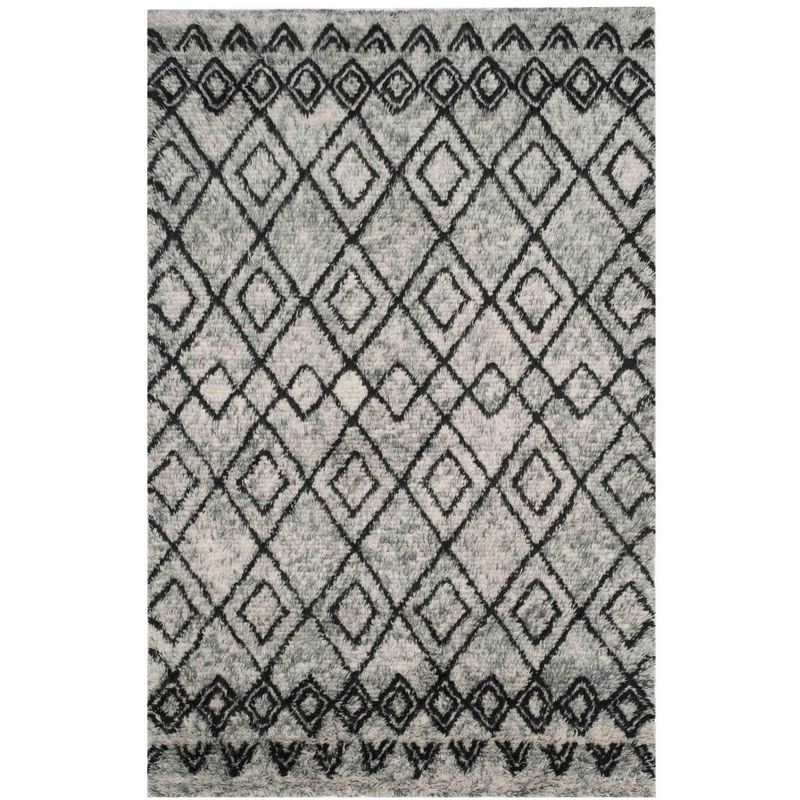 Gray Hand-Tufted Wool Shag Area Rug 4' x 6'