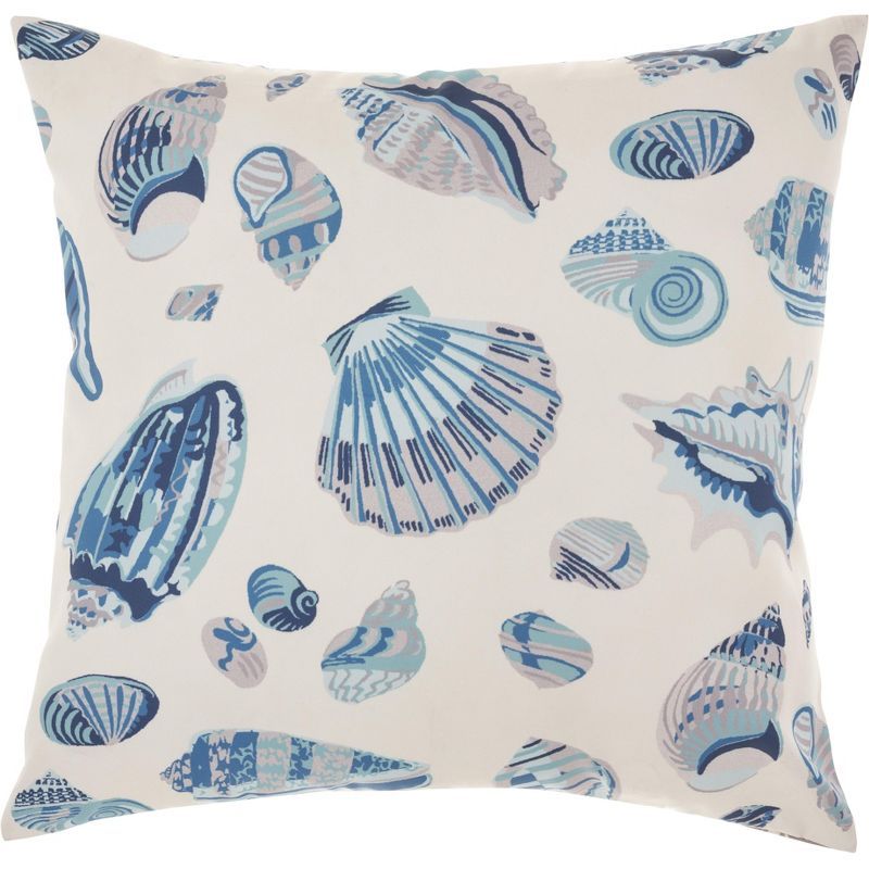 Waverly Low Tide 20" x 20" Blue Seashell Throw Pillow