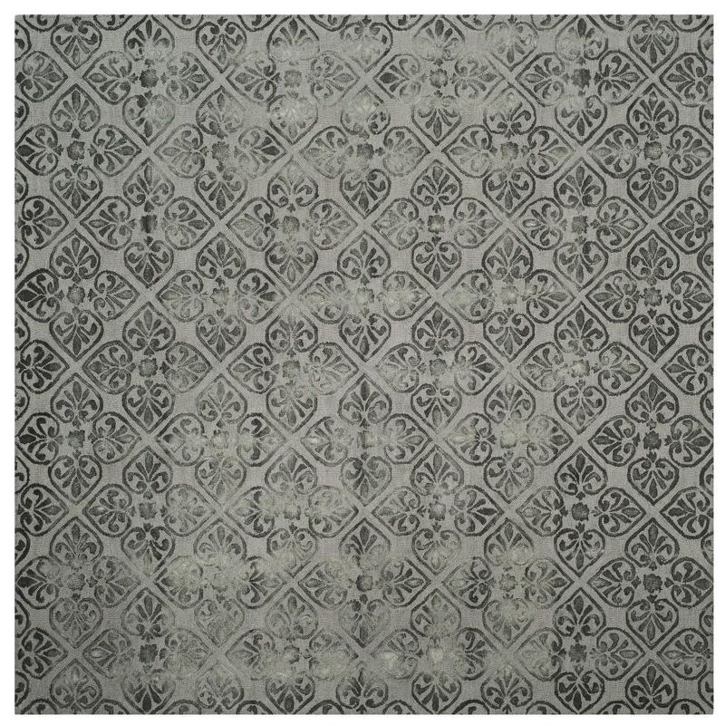 Gray Handmade Wool Tufted Square Area Rug 7' x 7'