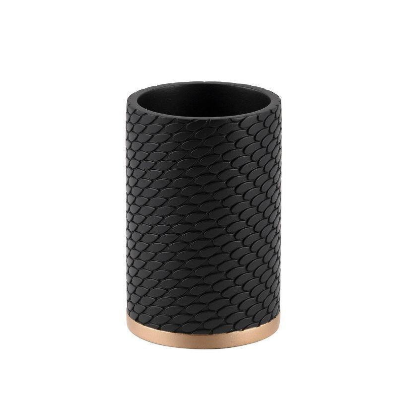 Amal Black and Gold Embossed Resin Bathroom Tumbler