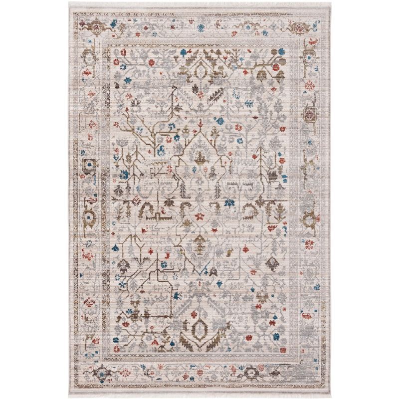 Ivory and Sage Rectangular Synthetic 4' x 6' Area Rug