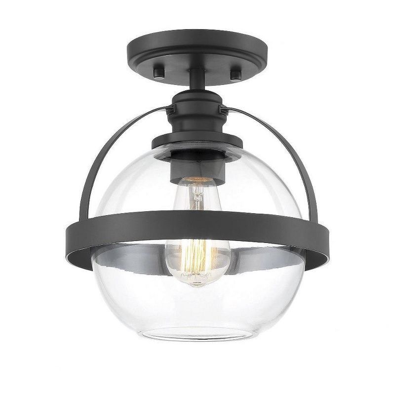 Matte Black Glass Semi-Flush Mount Ceiling Light