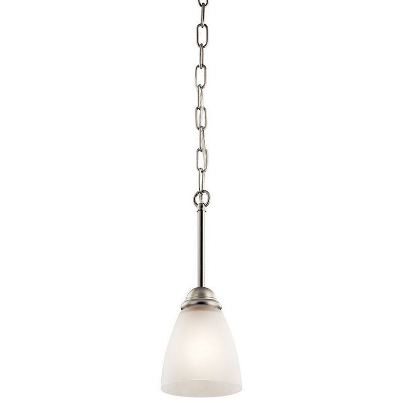 Jolie Mini Brushed Nickel LED Pendant with Satin Etched Glass