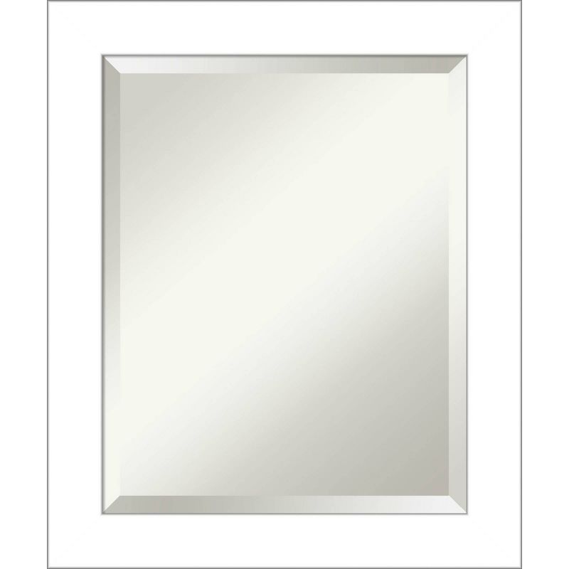 White Beveled Rectangular Bathroom Vanity Wall Mirror