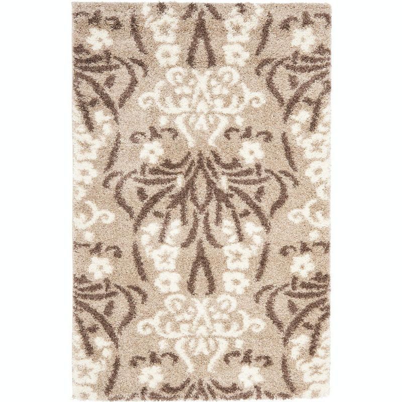 Elegant Gray Floral Shag Area Rug, Hand-Knotted 4' x 6', Easy Care