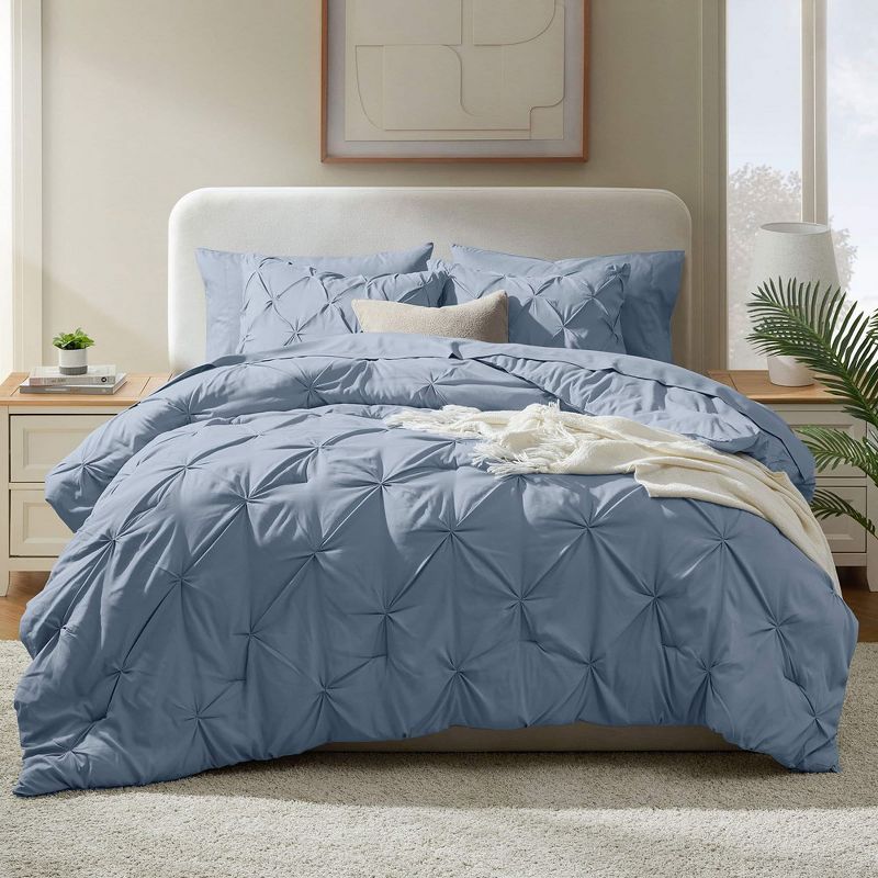 Stone Blue Queen Reversible Microfiber Bed in a Bag Set