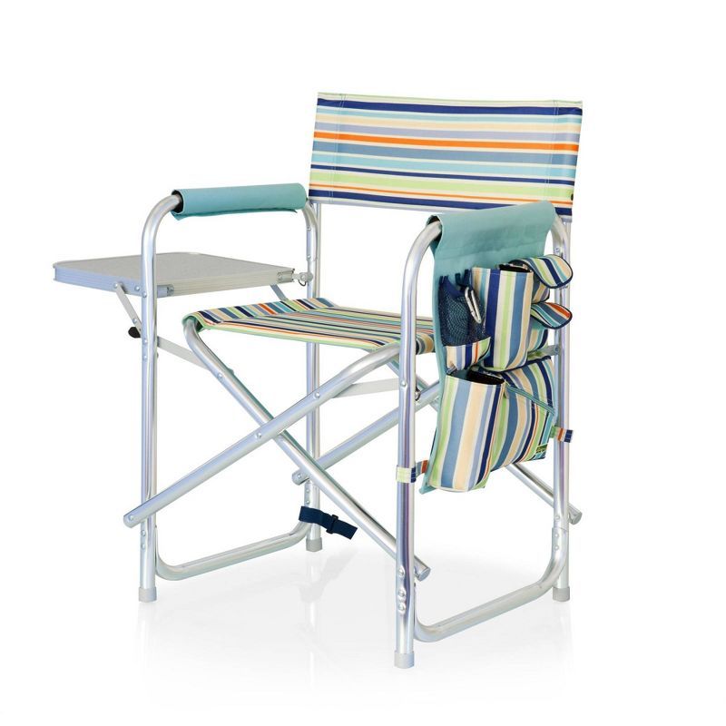 Extra-Wide Portable Sports Chair with Padded Armrests and Side Table