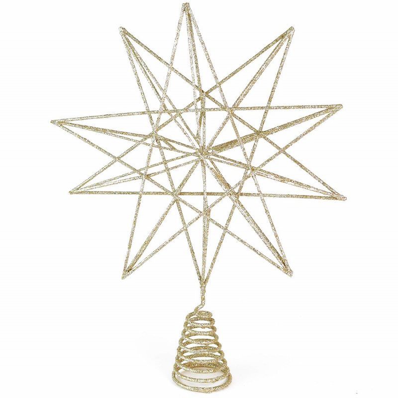 Gold Glitter 3D Metal Star Christmas Tree Topper