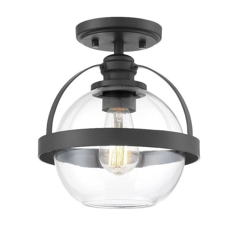 Matte Black Glass Semi-Flush Mount Ceiling Light