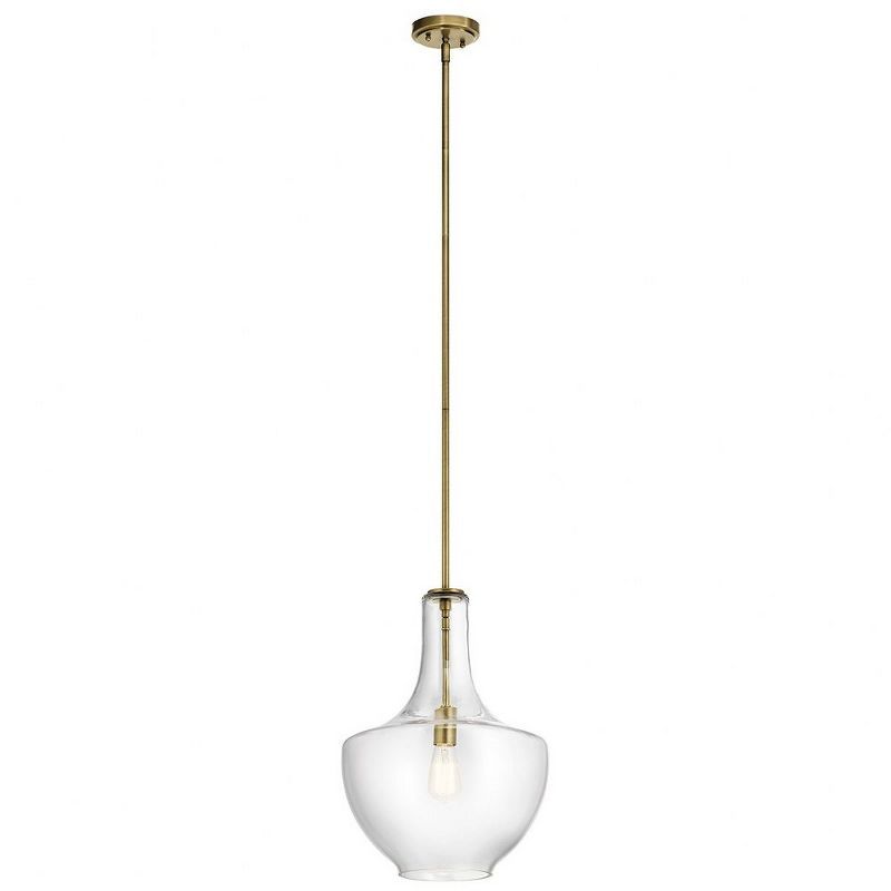 Everly Clear Glass and Brass Pendant Light