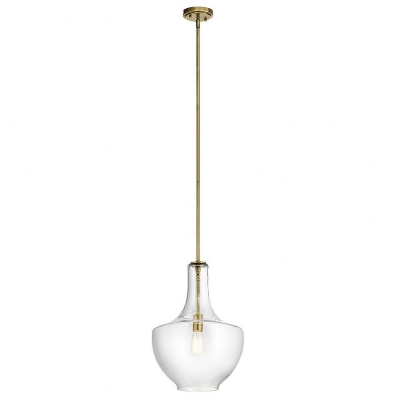 Everly Clear Glass and Brass Pendant Light