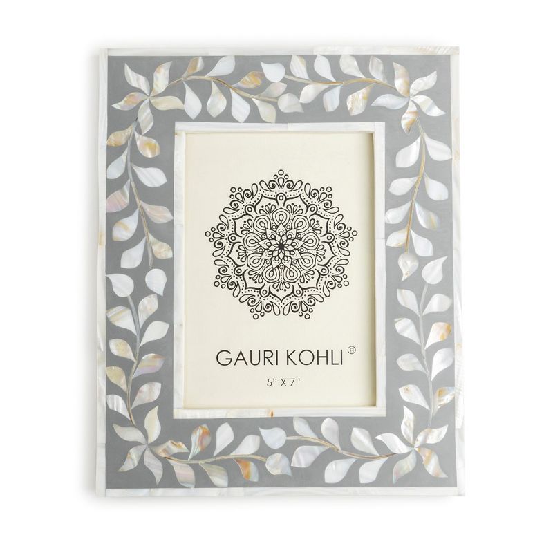 Grey 5x7 Floral Mother of Pearl Tabletop Frame