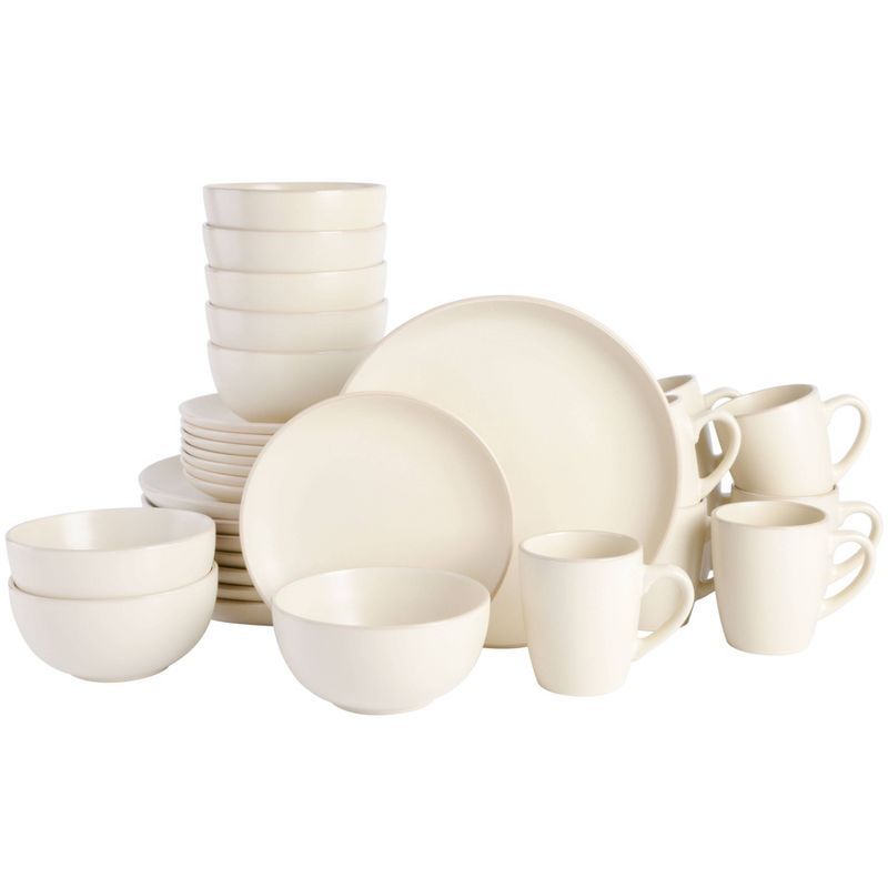 Cream Ceramic 32-Piece Round Dinnerware Set for 8