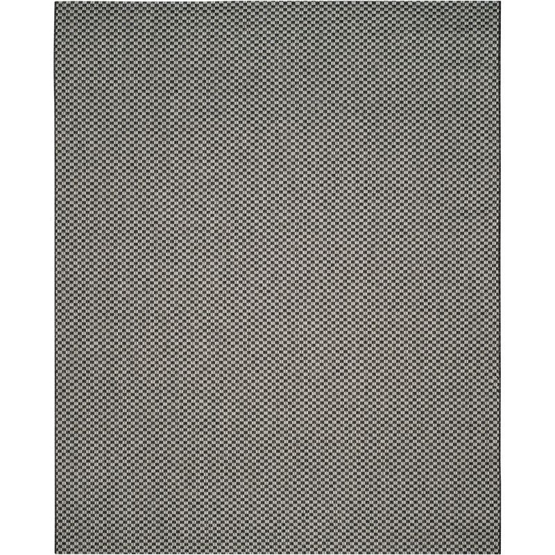 Reversible Black and Light Grey Synthetic 9' x 12' Area Rug