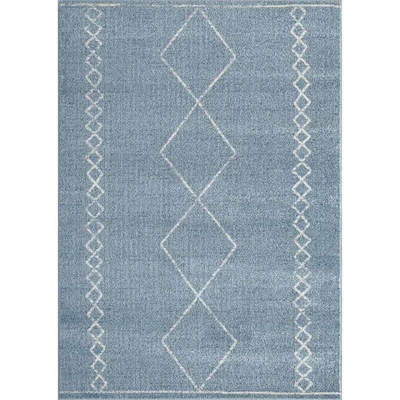 Blue 5x7 Moroccan Geometric Synthetic Area Rug