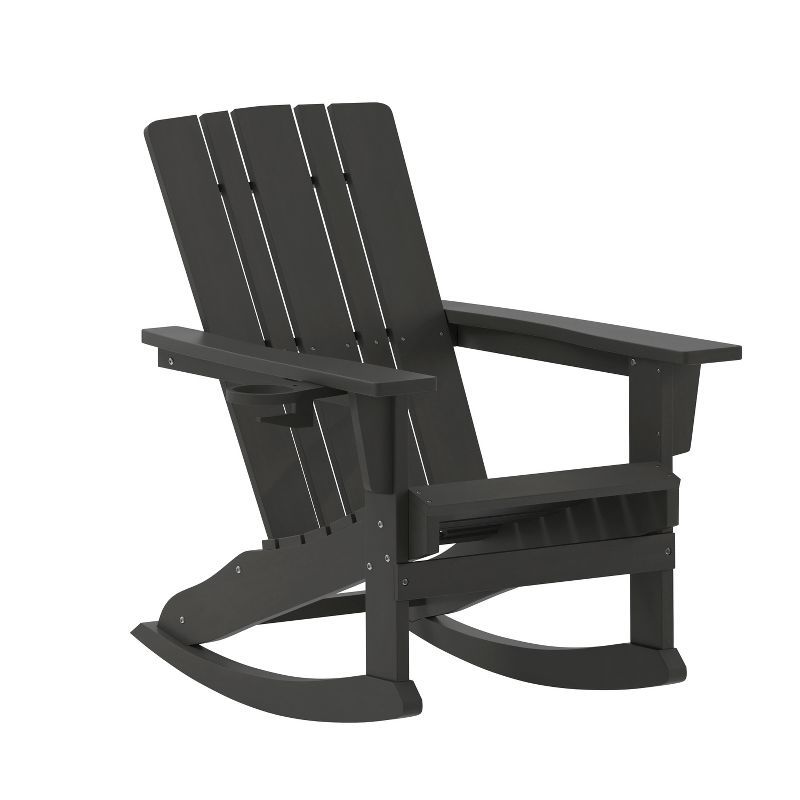 Black HDPE Adirondack Rocking Chair with Armrests