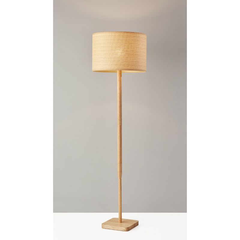 Ellis 18'' Natural Wood Floor Lamp with Beige Shade