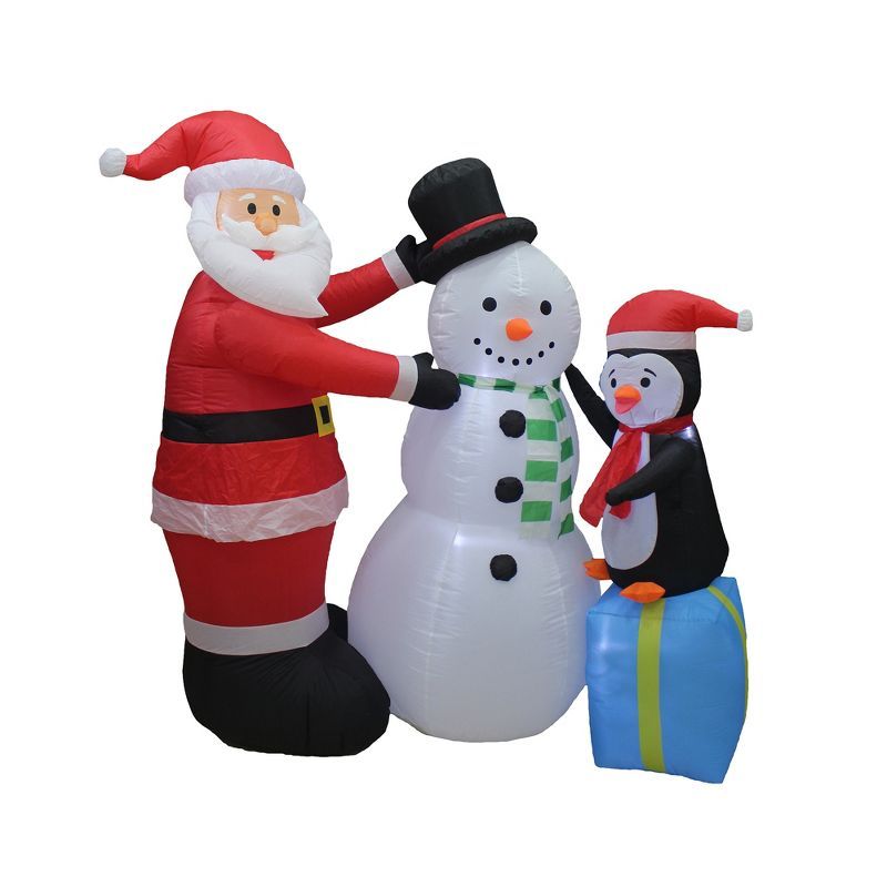 8-Foot Inflatable Santa Snowman and Penguin Holiday Decoration