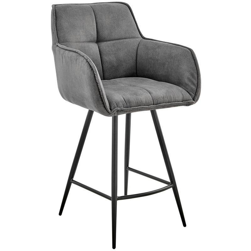 Verona 30" Adjustable Swivel Bar Stool in Charcoal and Black