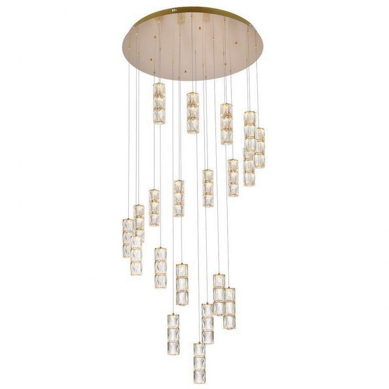 Polaris 38-Inch Gold LED Crystal Faceted 20-Light Chandelier