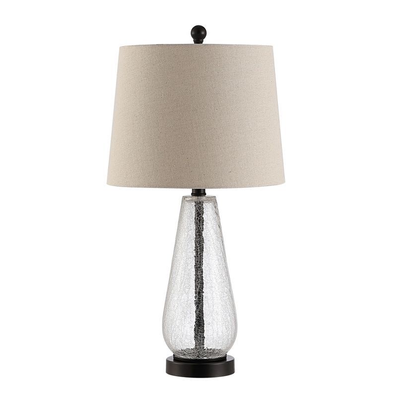 Naila 25.5" Clear Glass Table Lamp with Beige Shade