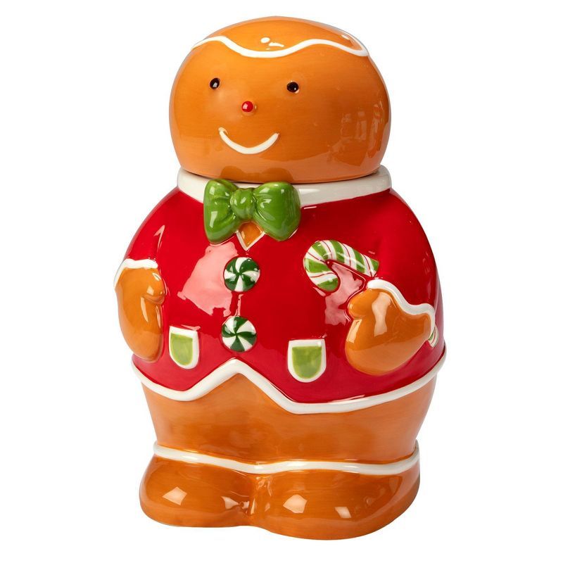 Holiday Magic Gingerbread Ceramic 3-D Cookie Jar, 72 oz