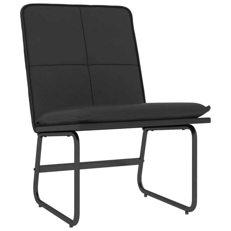 Black Faux Leather Armless Accent Chair with Metal Frame