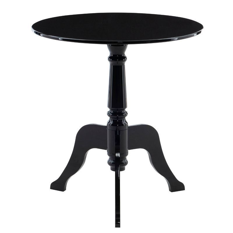 22" Round Black Acrylic Glam End Table with Curvy Legs