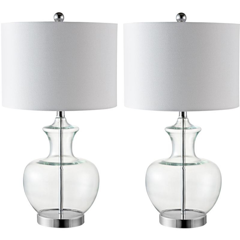 Chic Genie Chrome & Glass 25" Table Lamp Set in White