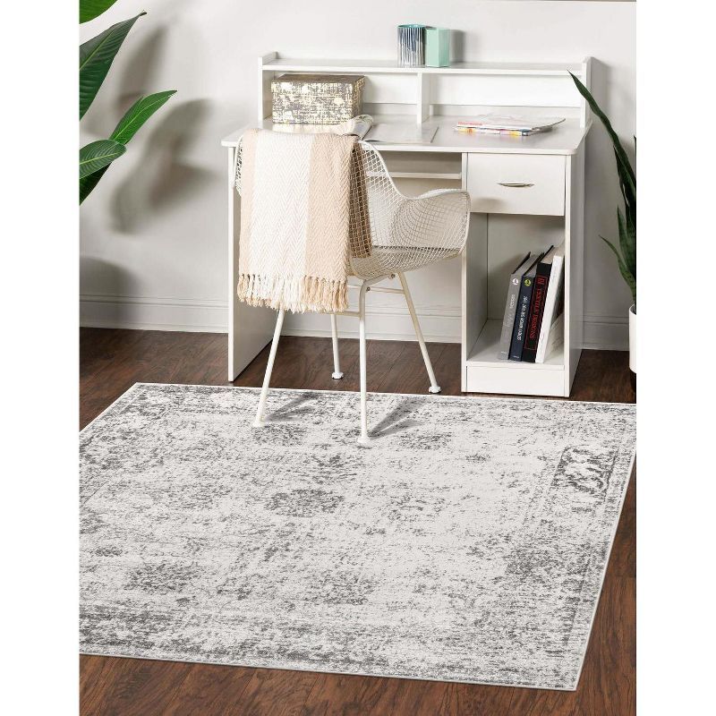 Casino Sofia Gray 8' Square Indoor Synthetic Rug