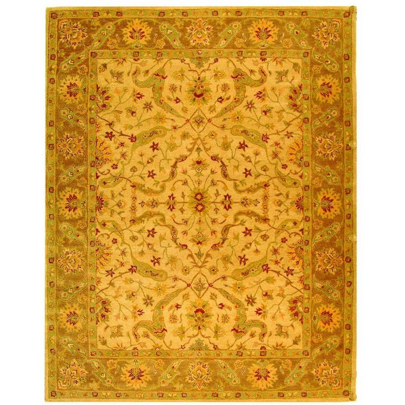 Ivory and Brown Handmade Wool Tufted Area Rug, 6' x 9'