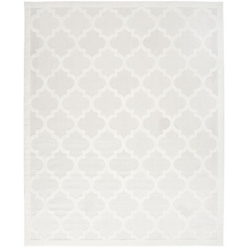 Moroccan Trellis Ivory-White 9' x 12' Easy-Care Outdoor Rug