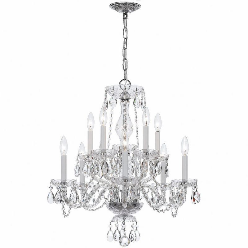 Polished Chrome Crystal 10-Light Candle Chandelier