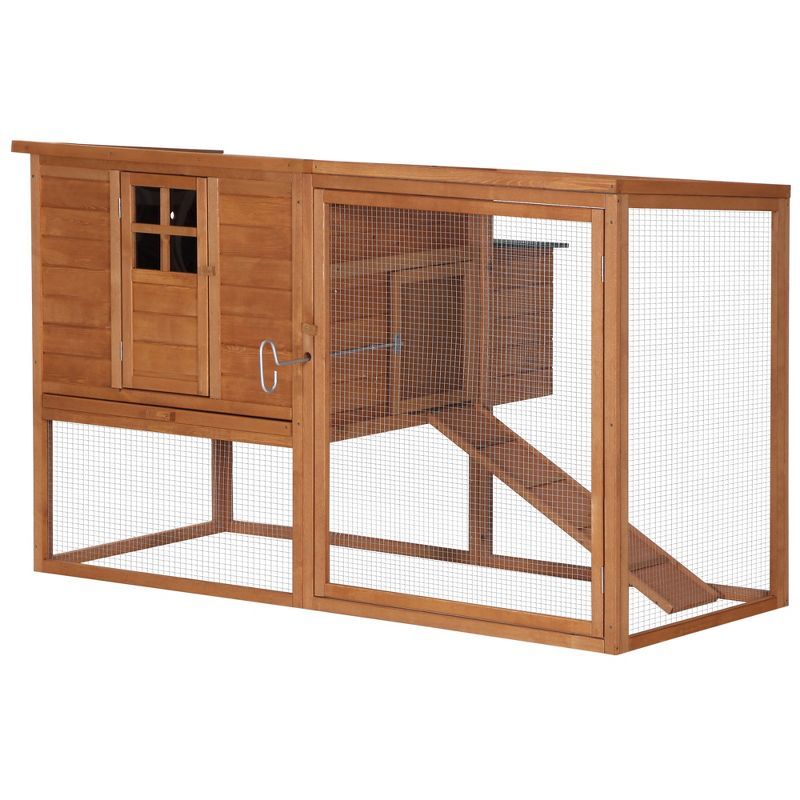 Large Wooden Chicken Coop with Outdoor Run and Nesting Box