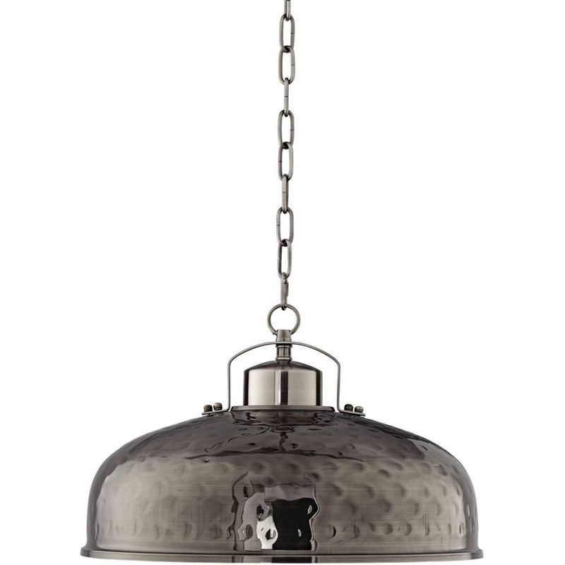 Essex 20" Brushed Nickel Hand-Hammered Bowl Pendant Light