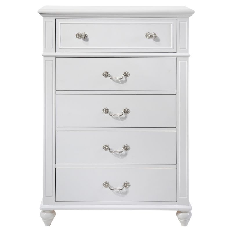 Annie White 5-Drawer Vertical Dresser with Crystal Handles