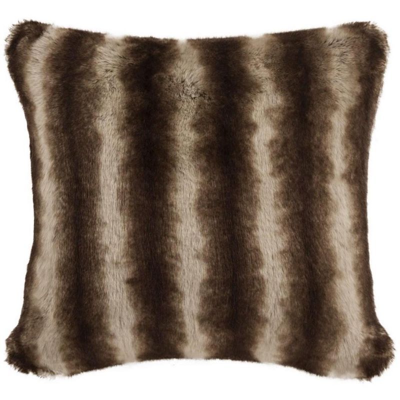 20'' Brown Faux Fur Feather Fill Decorative Pillow