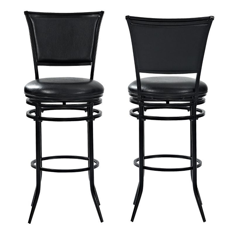 Rachel Black Metal Swivel Barstool with Leather Cushion