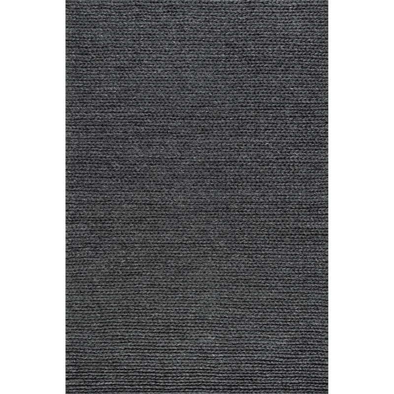 Charcoal Braided Wool and Cotton Handmade Area Rug