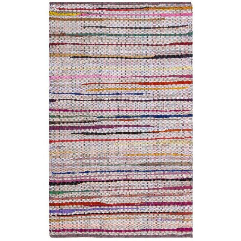 Chic Ivory & Multicolor Handwoven Cotton-Wool Blend Geometric Rug - 2'6" x 4'