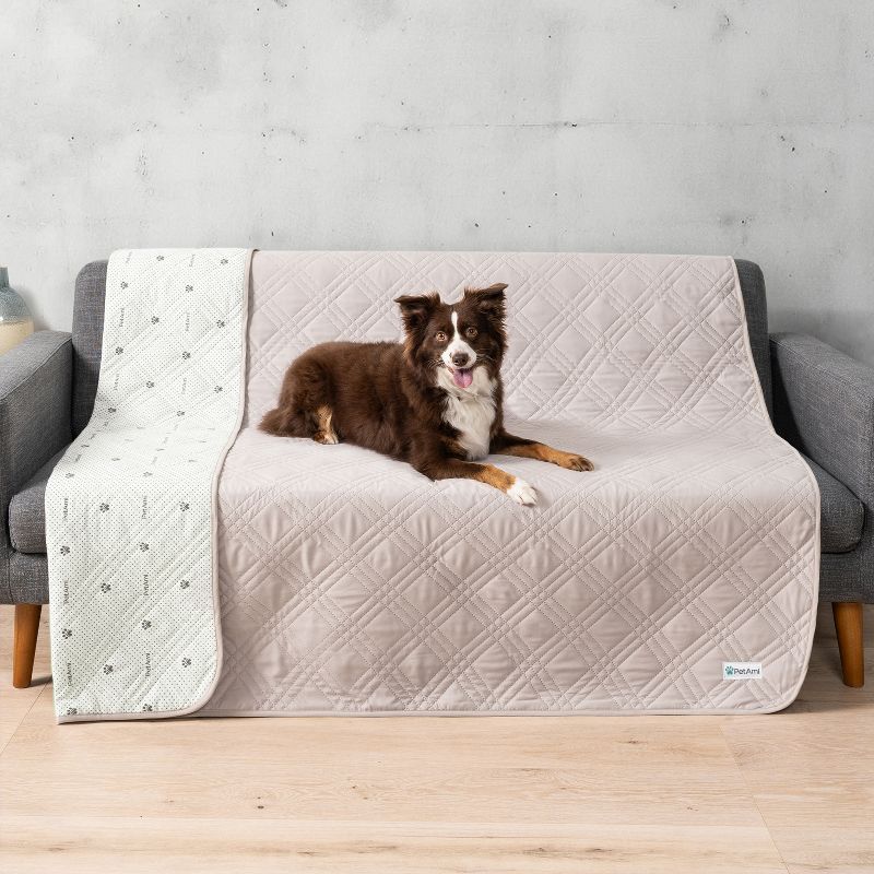 Large Beige Waterproof Quilted Pet Sofa Cover