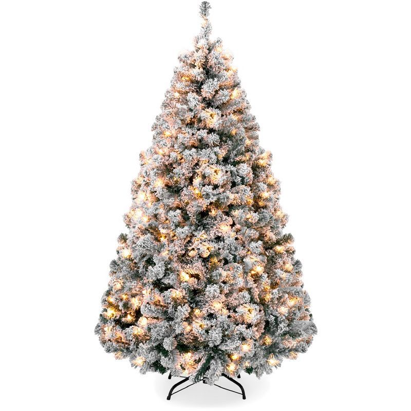 Winter Whisper 6ft Pre-Lit Snow Flocked Pine Christmas Tree with Warm White Lights