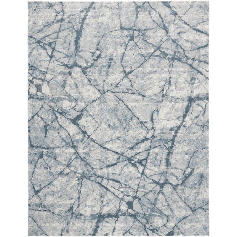 Gray Abstract Stain-Resistant Rectangular Area Rug