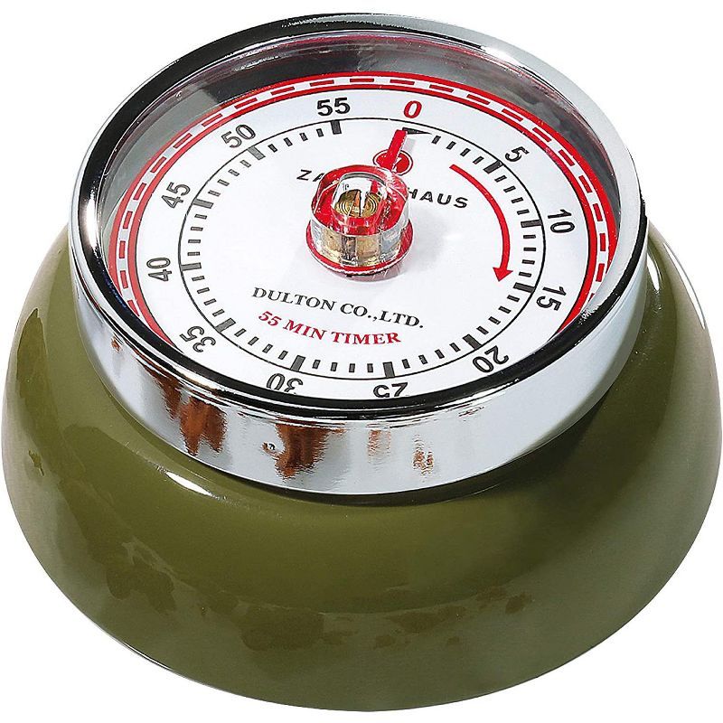 Olive Green Retro Magnetic Steel Kitchen Timer