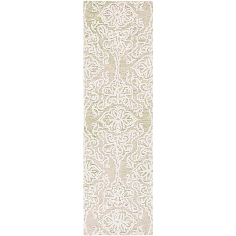 Elegant Ivory Floral Hand-Tufted Wool Runner Rug - 27" x 7"