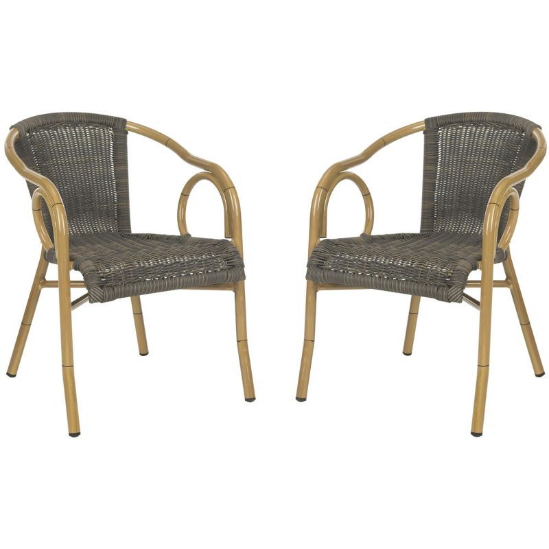 Dagny Brown Wicker and Aluminum Arm Chair Set