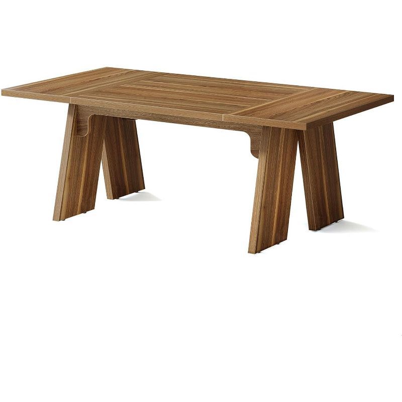 Farmhouse Brown Reclaimed Wood Dining Table with Solid Legs