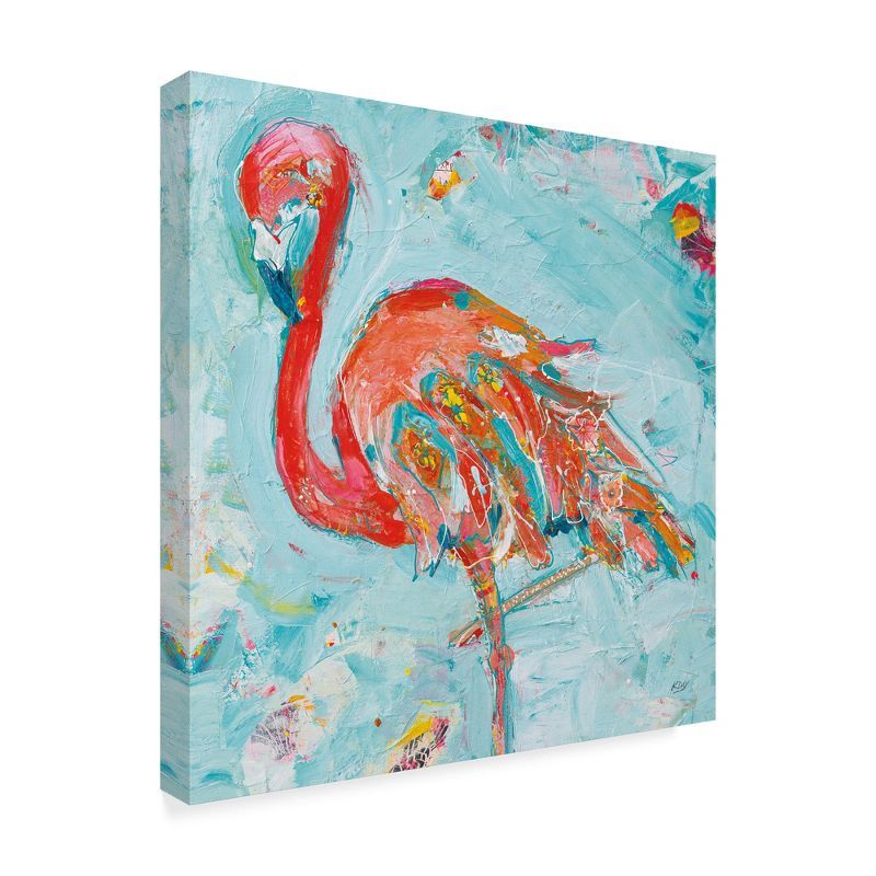 Kellie Day Colorful Flamingo Canvas Art, 18x18 Inch