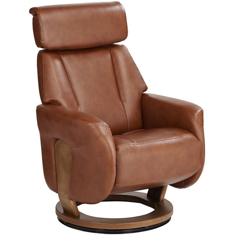 Augusta Brown Faux Leather Swivel Recliner with Adjustable Headrest